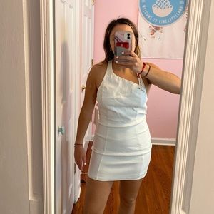 TOBI white bodycon with halter straps